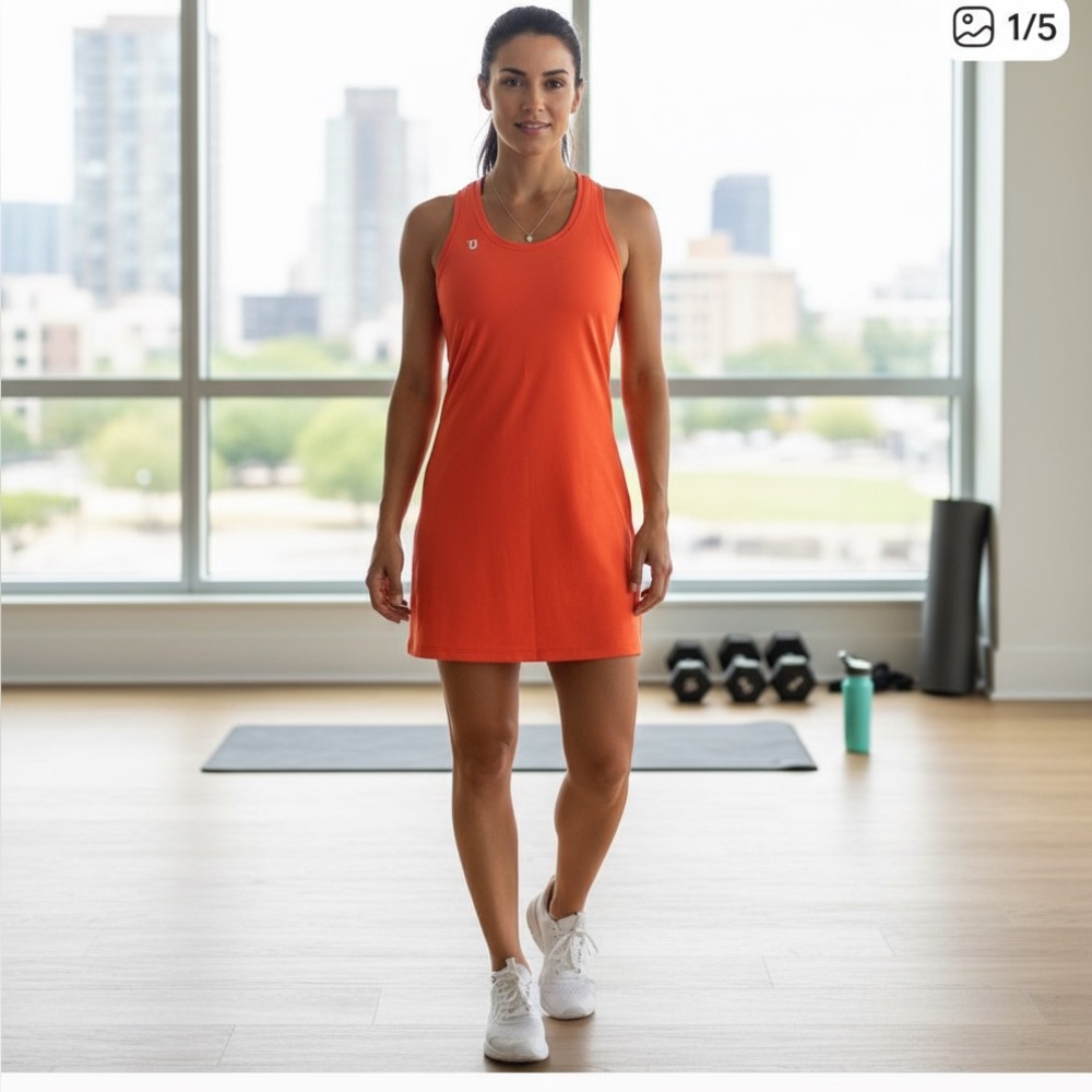Unbridled Women's Orange Sleeveless Tank Dress Racer Back large